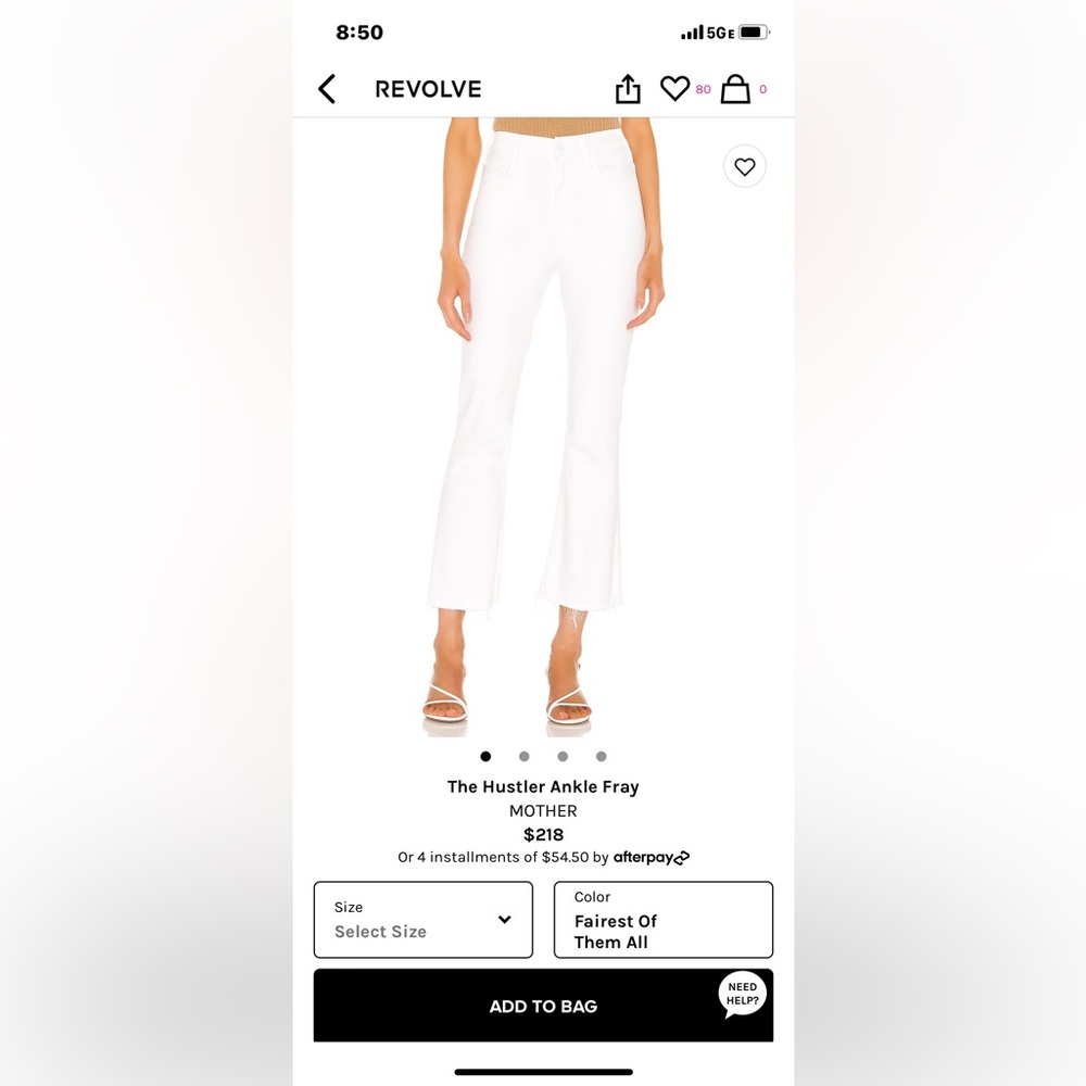 Mother Hustler Ankle Fray size 26. White. Excellent conditon